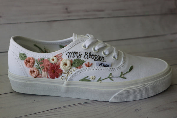 Custom 1 ~ Embroidered Vans - Floral Custom Embroidery
