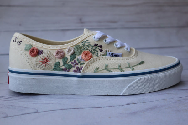 Custom 1 ~ Embroidered Vans - Floral Custom Embroidery