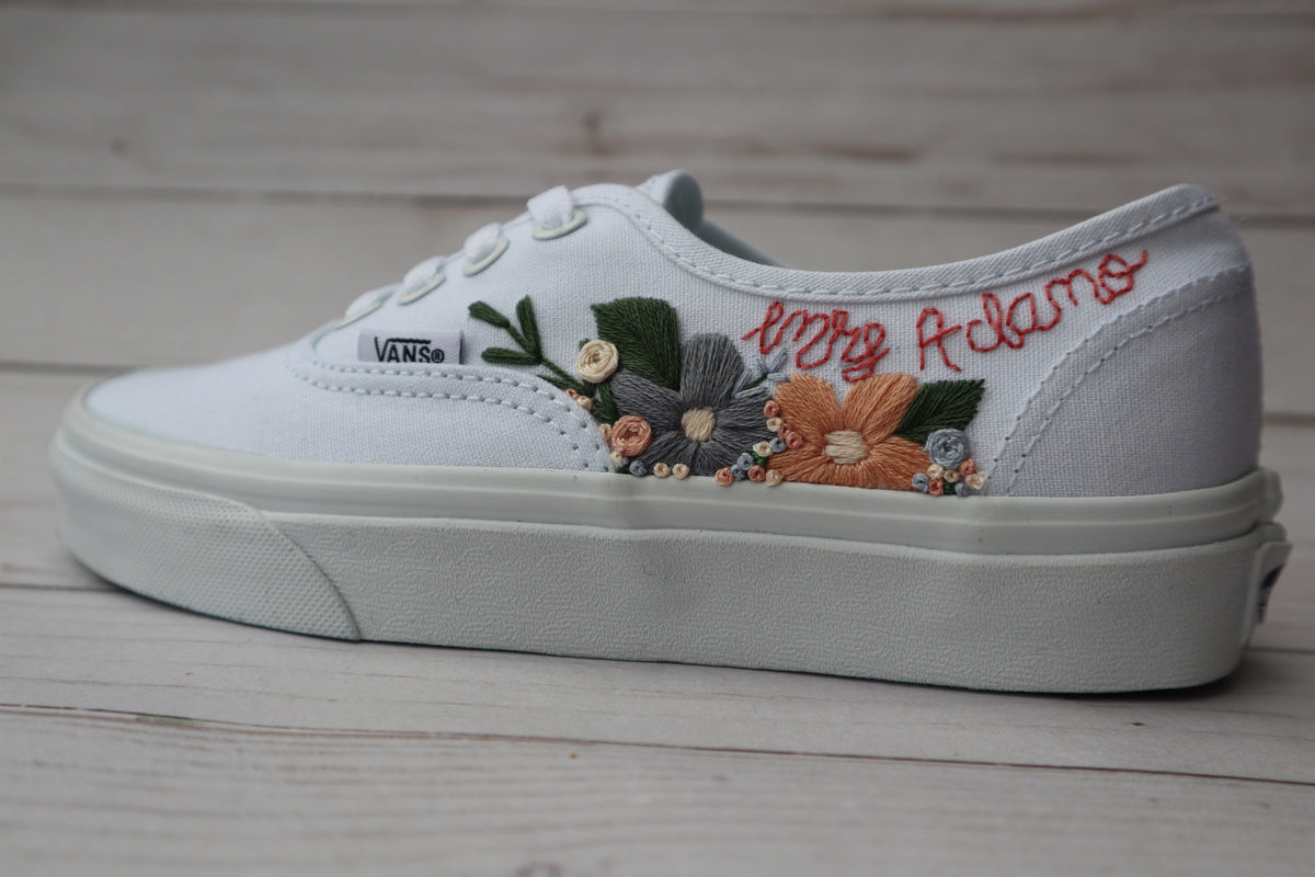 Hand Embroidered Vans Floral Name – AfterAugustCo