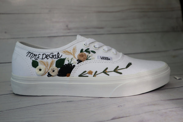 Custom 1 ~ Embroidered Vans - Floral Custom Embroidery