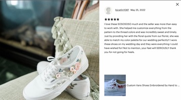 custom hand embroidered vans review from a client who had the shoes embroidered for her wedding. 