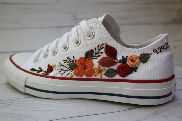 Custom Converse Embroidere/ Embroidery Wedding Shoes/ Embroidered