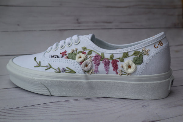 Custom 1 ~ Embroidered Vans - Floral Custom Embroidery