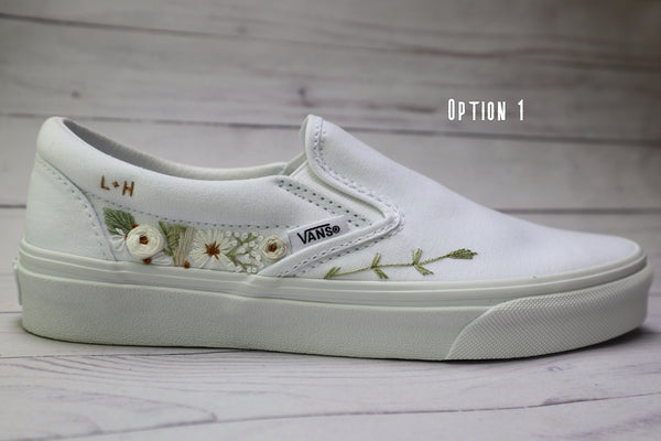 Embroidered Vans Slip On Shoes
