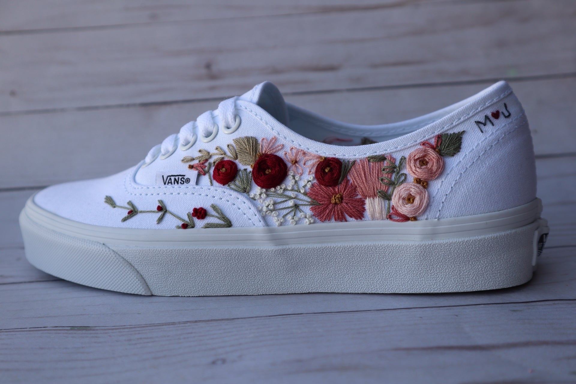 Vans flower embroidered shoes Clearance