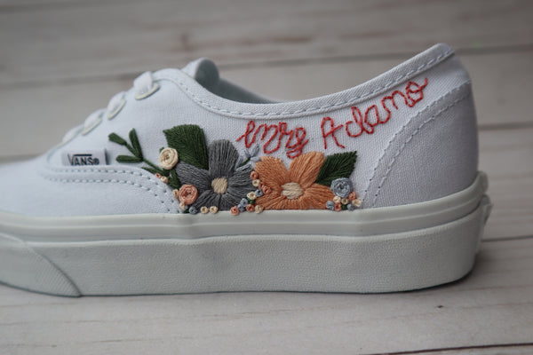 Hand Embroidered Vans Floral Name