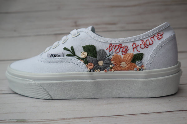 Hand Embroidered Vans Floral Name