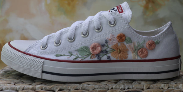 Embroidered Converse Chuck Taylor All Star Low Top Shoes Natural Ivory / Option 2 - with Name
