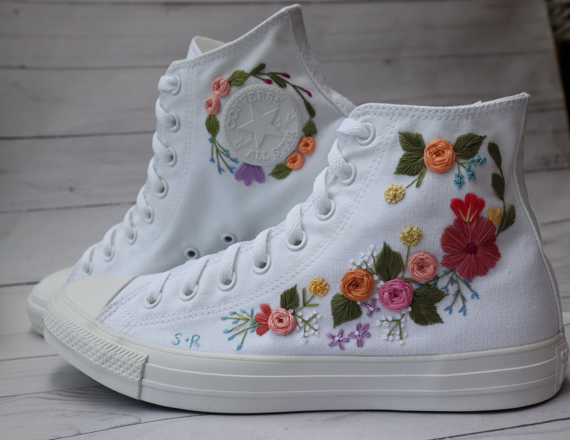Converse white embroidered Clearance