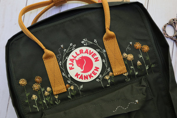 Wildflower Embroidered Fjallraven Kanken Backpack