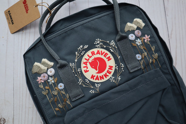 Wildflower Embroidered Fjallraven Kanken Backpack