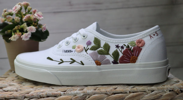 Custom 1 ~ Embroidered Vans - Floral Custom Embroidery